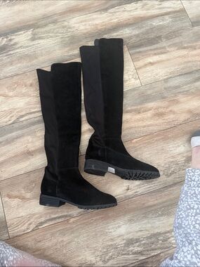 Women's Black Over-the-Knee Suede Boots - Sleek Riding-Inspired Design